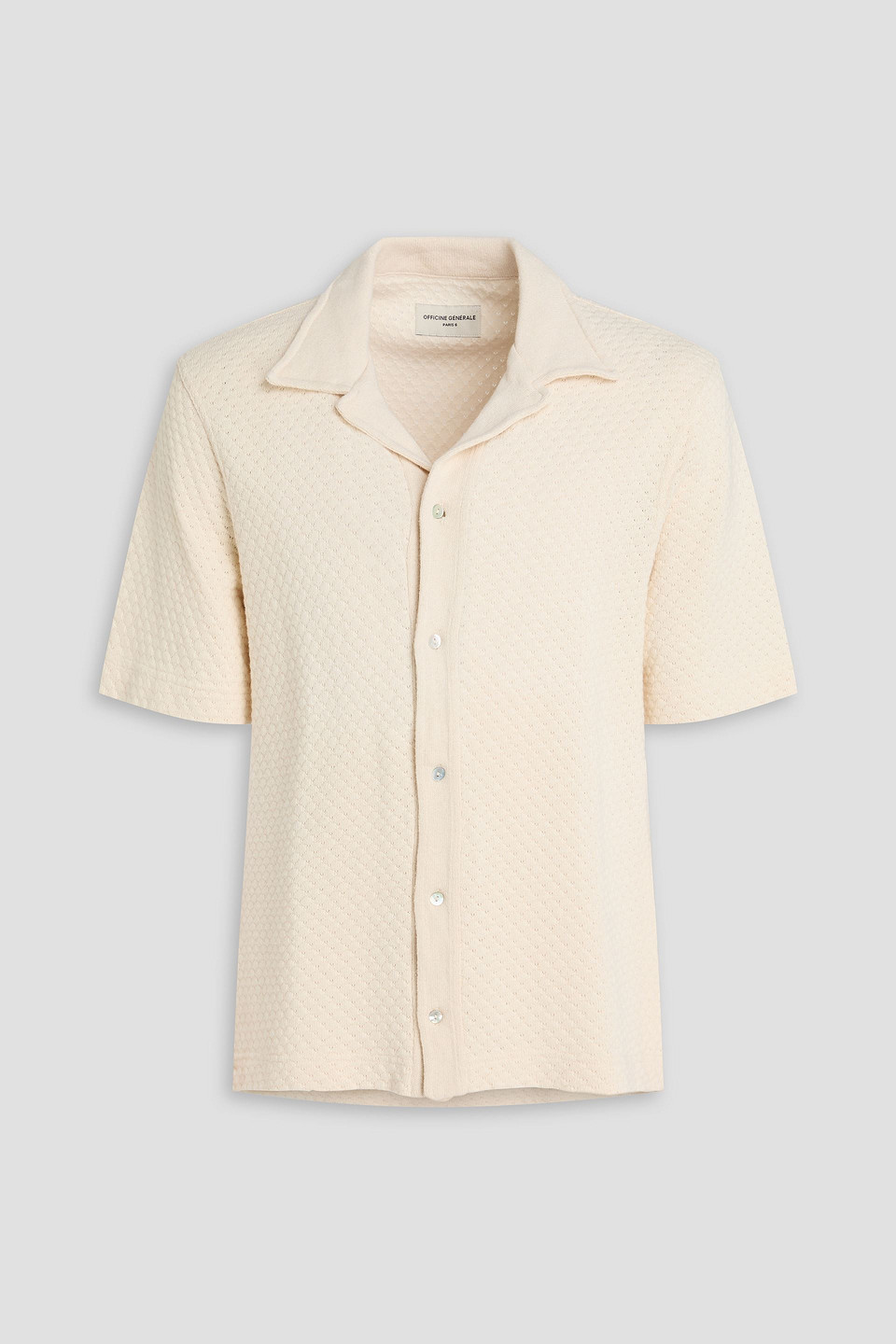 officine générale - kai pointelle-knit cotton shirt - white - s