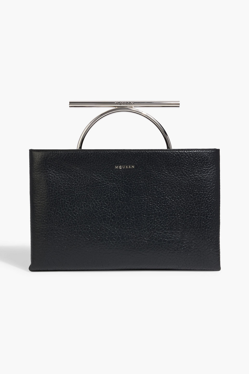 Alexander Mcqueen Cross-bar Pebbled-leather Tote In Black