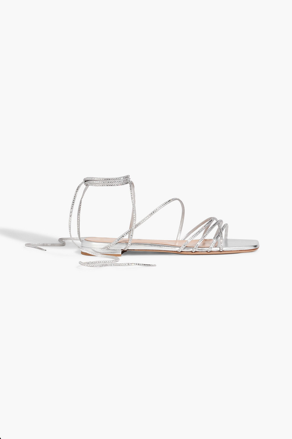 gianvito rossi - burma crystal-embellished metallic leather sandals - metallic - eu 37
