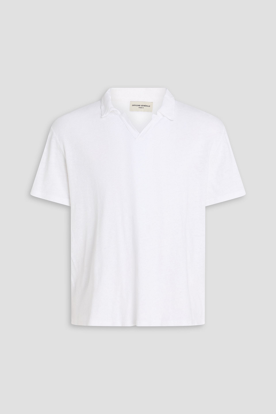 officine générale - simon cotton and linen-blend polo shirt - white - xs