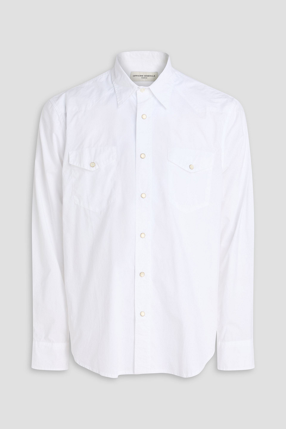 officine générale - maverick cotton-poplin shirt - white - xxl