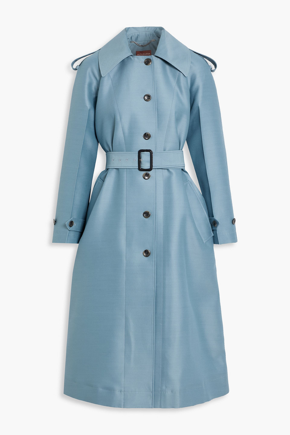 Altuzarra Wool And Silk-blend Twill Trench Coat In Blue