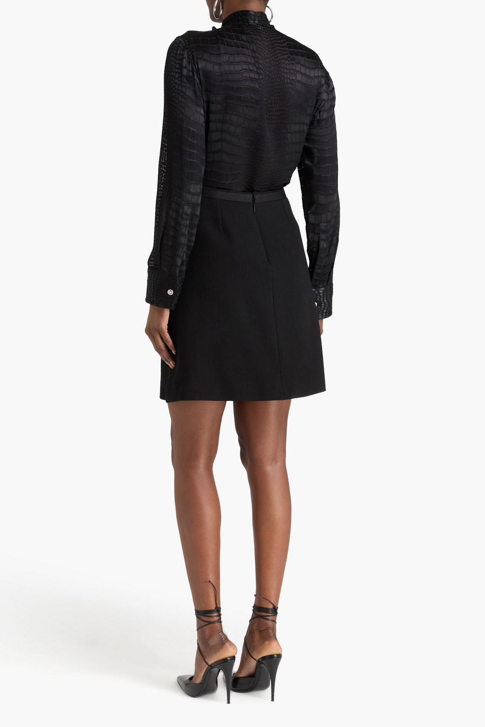  Versace - Hemd Aus Devoré-satin Mit Schluppe - Schwarz - It 36 