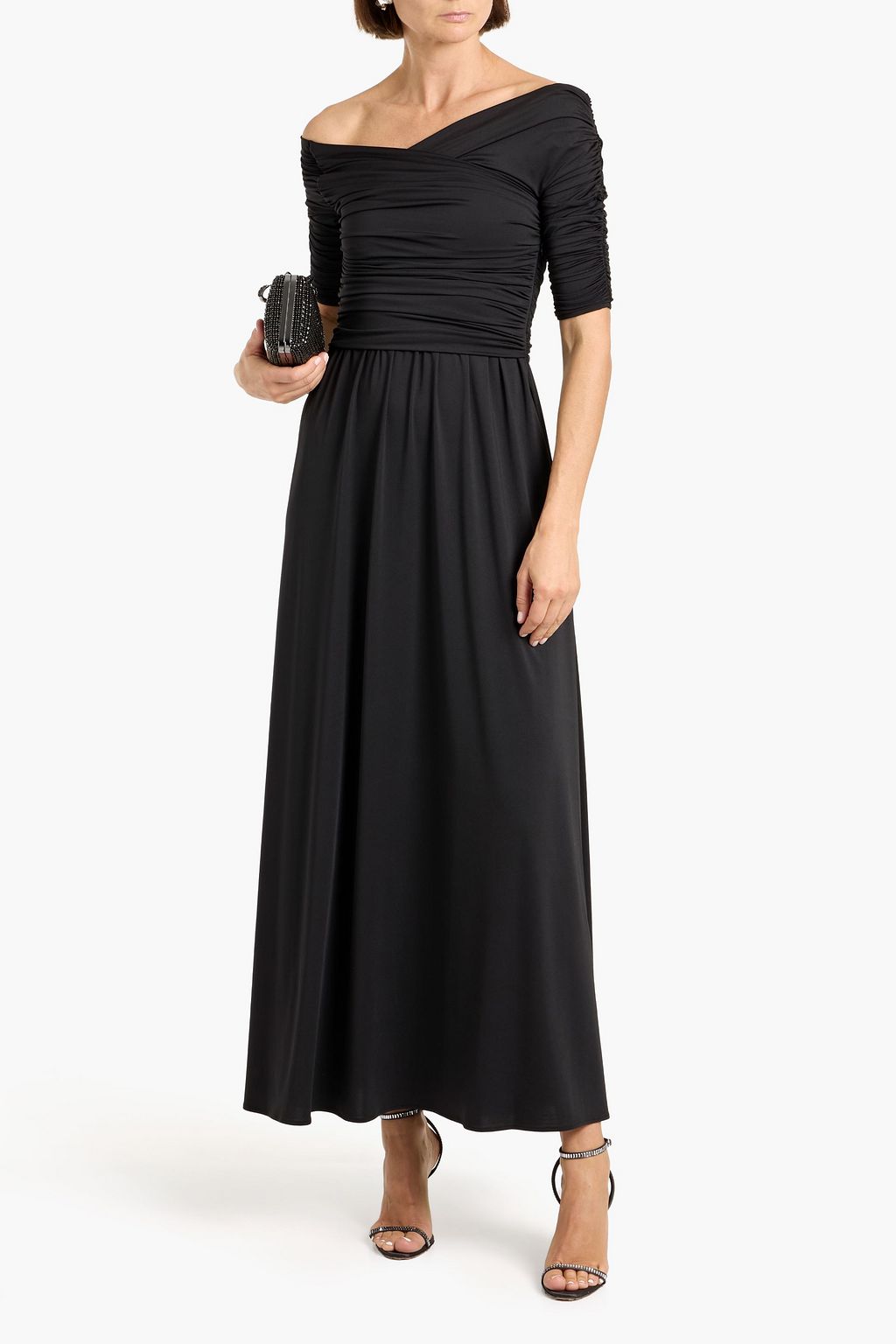 Altuzarra Charlotte off-the-shoulder ruched stretch-jersey maxi dress - Women - Black Dresses - FR 36