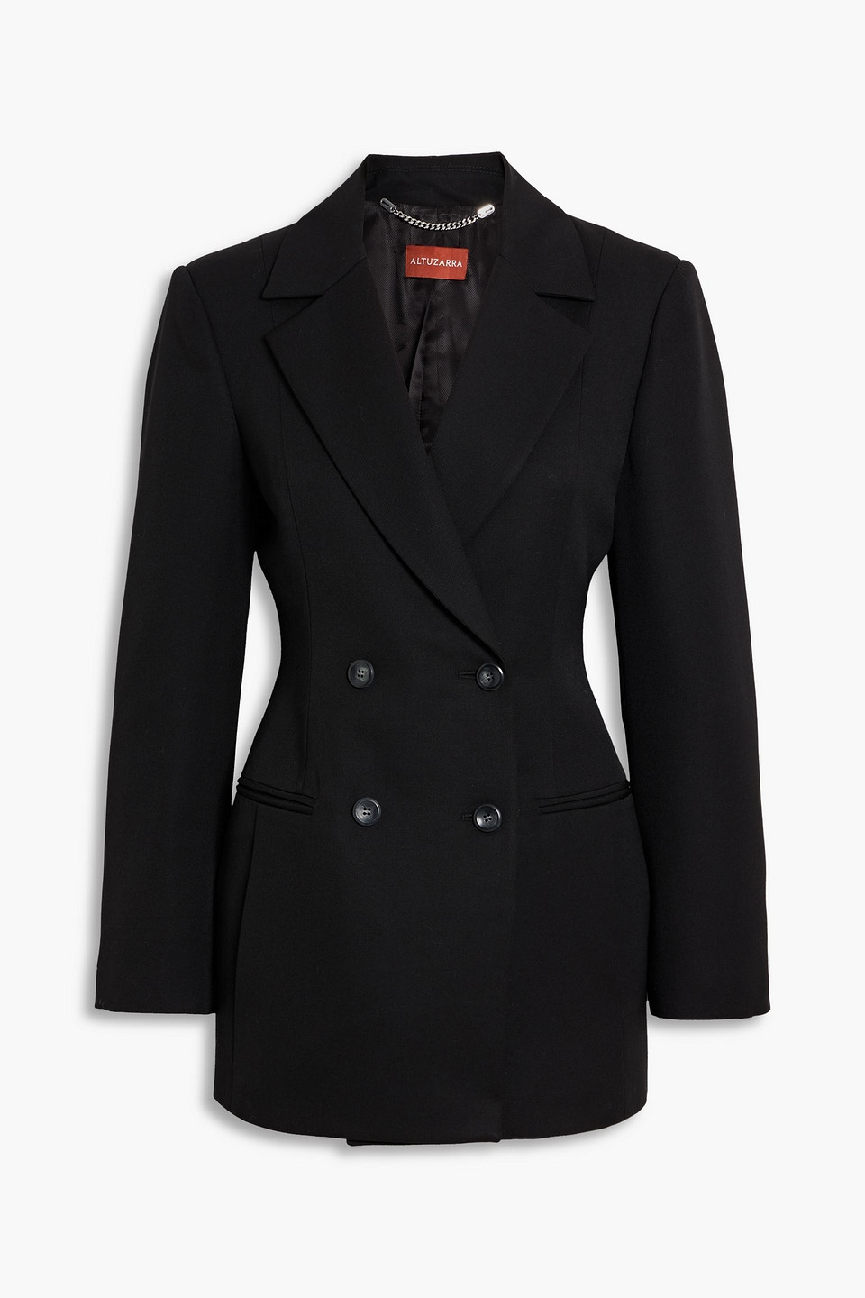 Altuzarra Double-breasted Grain De Poudre Wool Blazer In Black