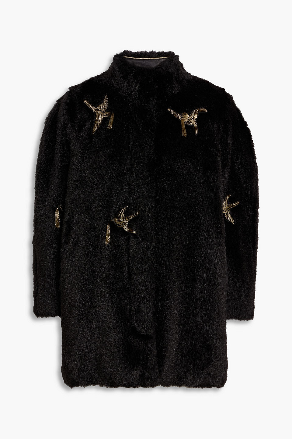 Altuzarra Embellished Plush Coat In Black