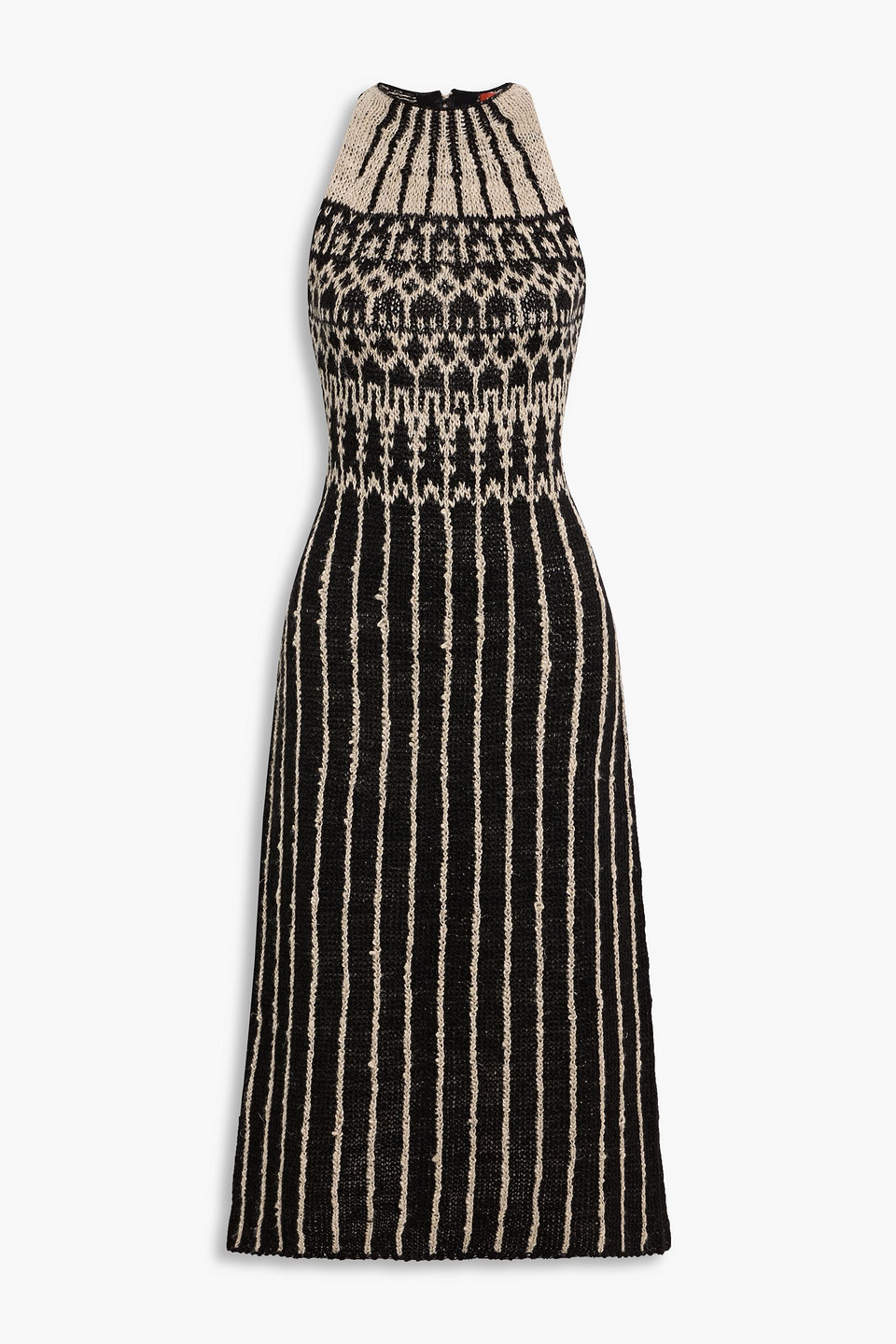 altuzarra - cole fair isle linen-blend midi dress - black - m