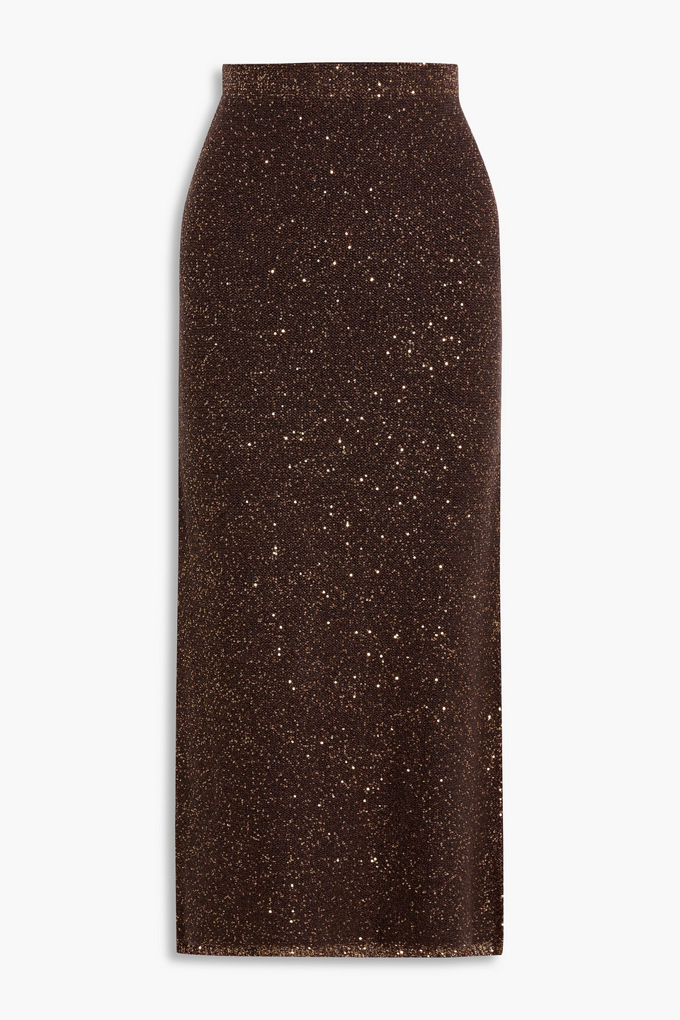 Altuzarra Sequin-embellished Knitted Midi Skirt In Brown