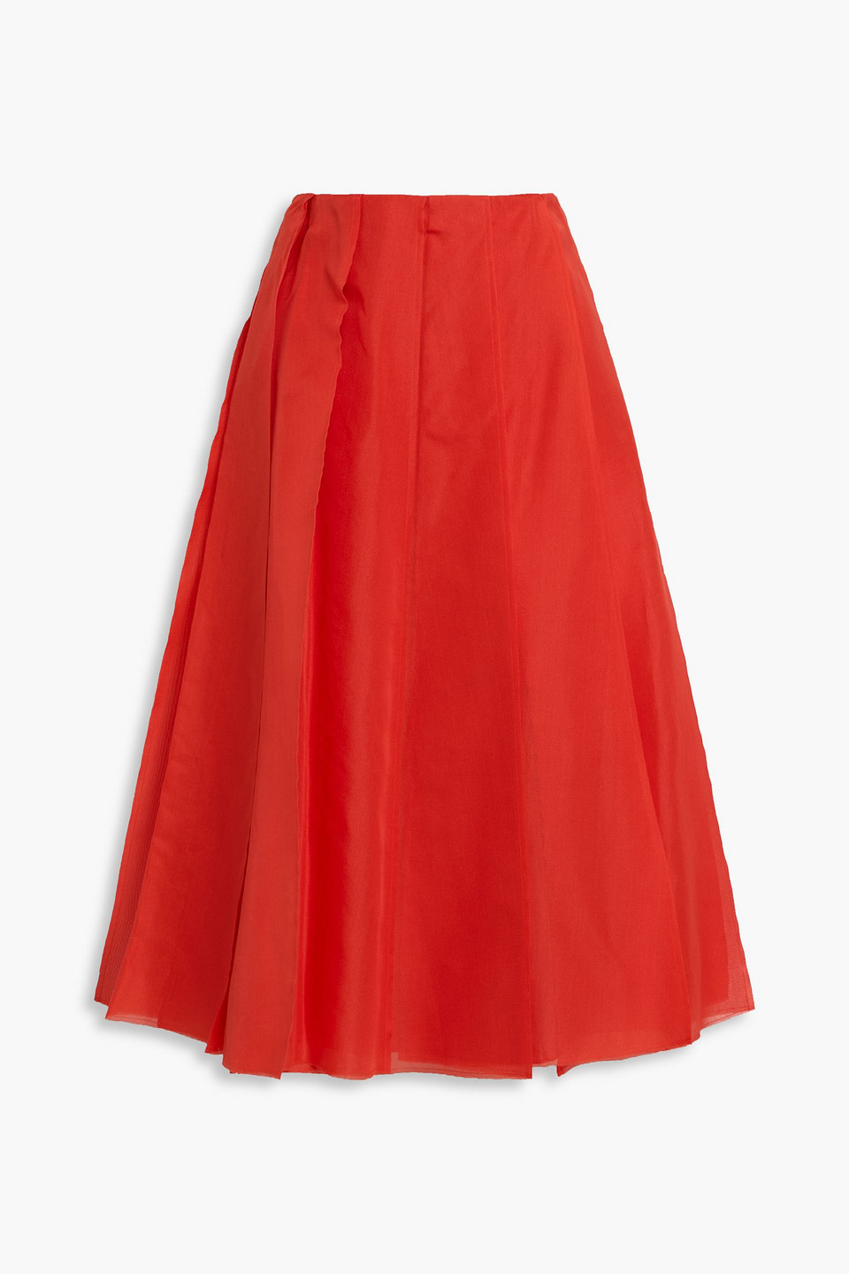 Altuzarra Pleated Silk-organza Midi Skirt In Red