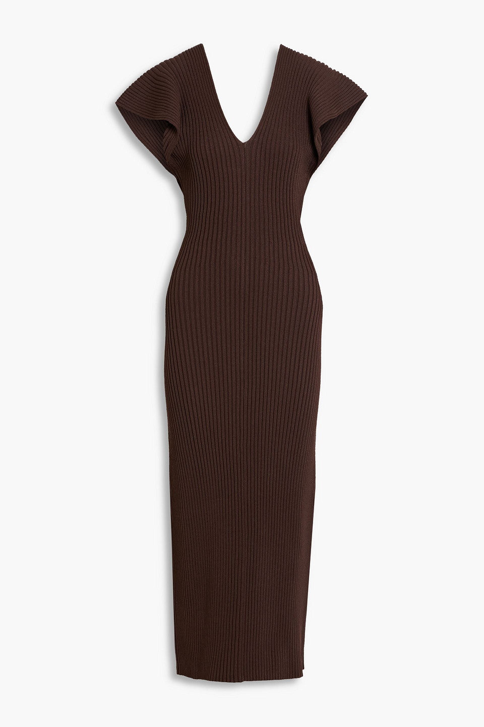 Altuzarra Trey Ribbed-knit Maxi Dress In Brown