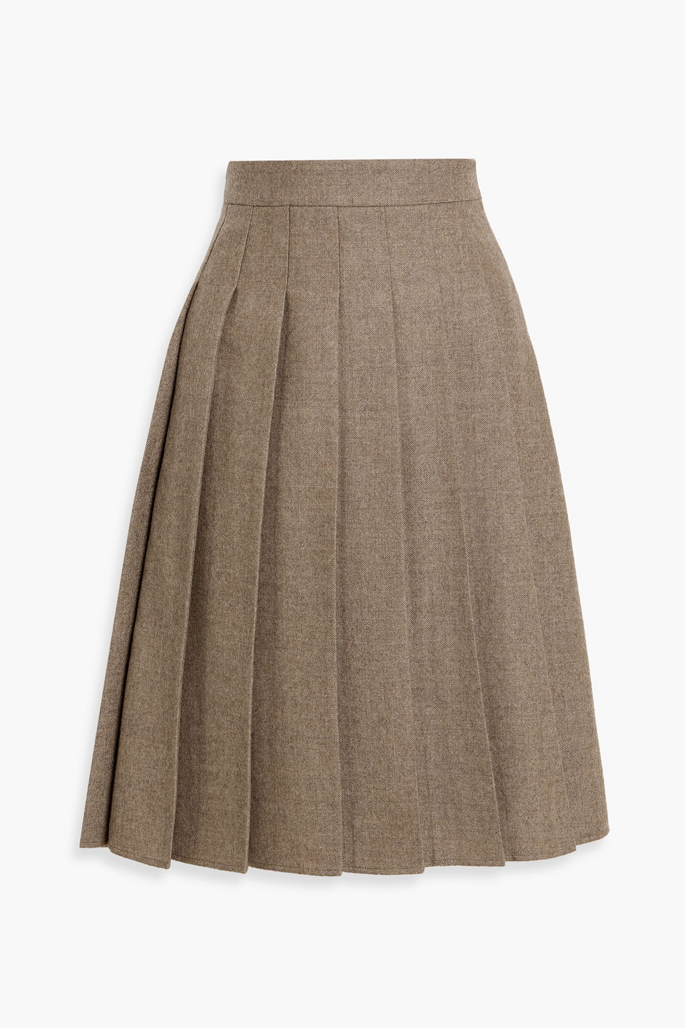 Le 17 Septembre Pleated Wool-twill Skirt In Brown