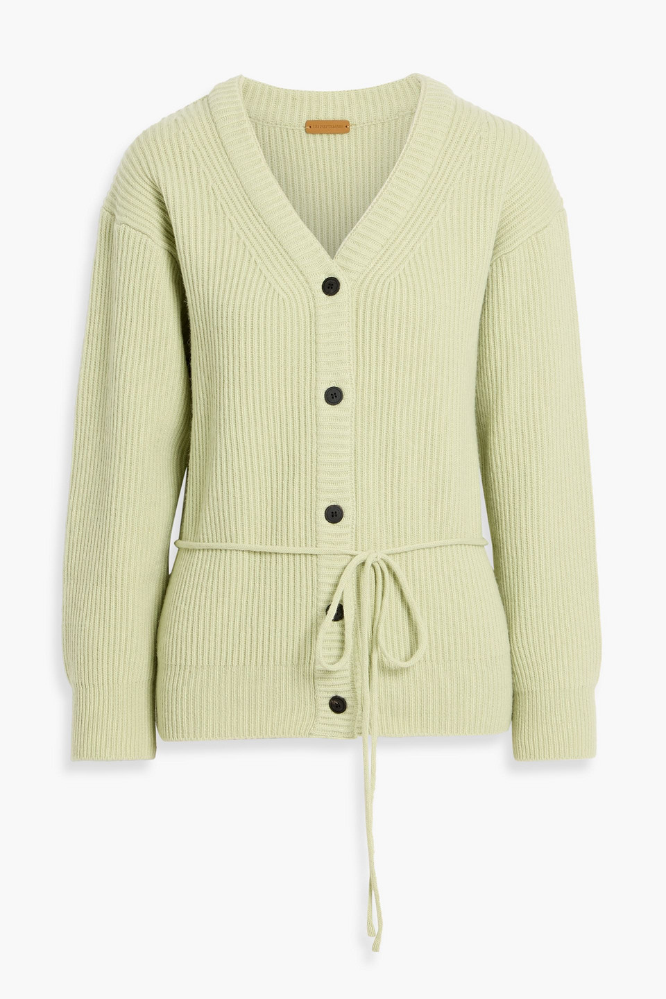 Le 17 Septembre Tie-detailed Ribbed Wool-blend Cardigan In Green