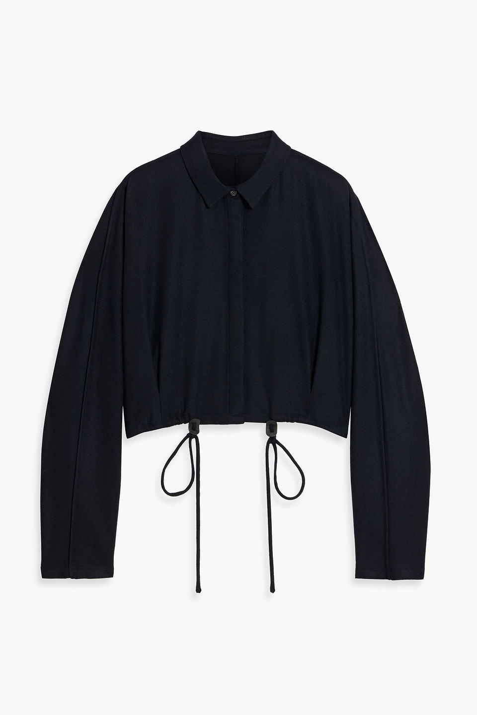 Le 17 Septembre Cropped Wool-blend Flannel Shirt In Black