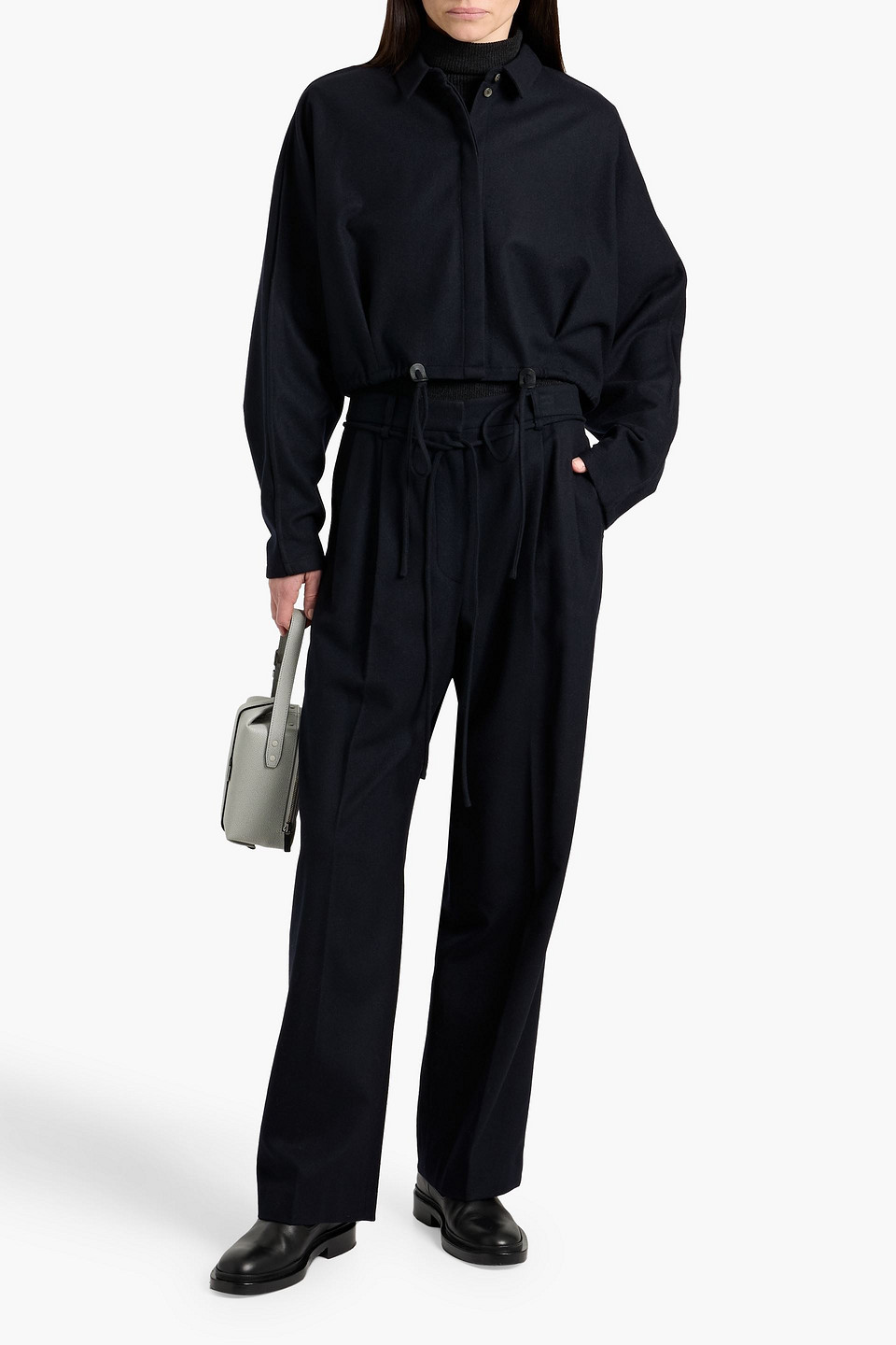  Le 17 Septembre - Hose Mit Geradem Bein Aus Flanell Aus Einer Wollmischung Mit Gürtel - Blau - Fr 40 