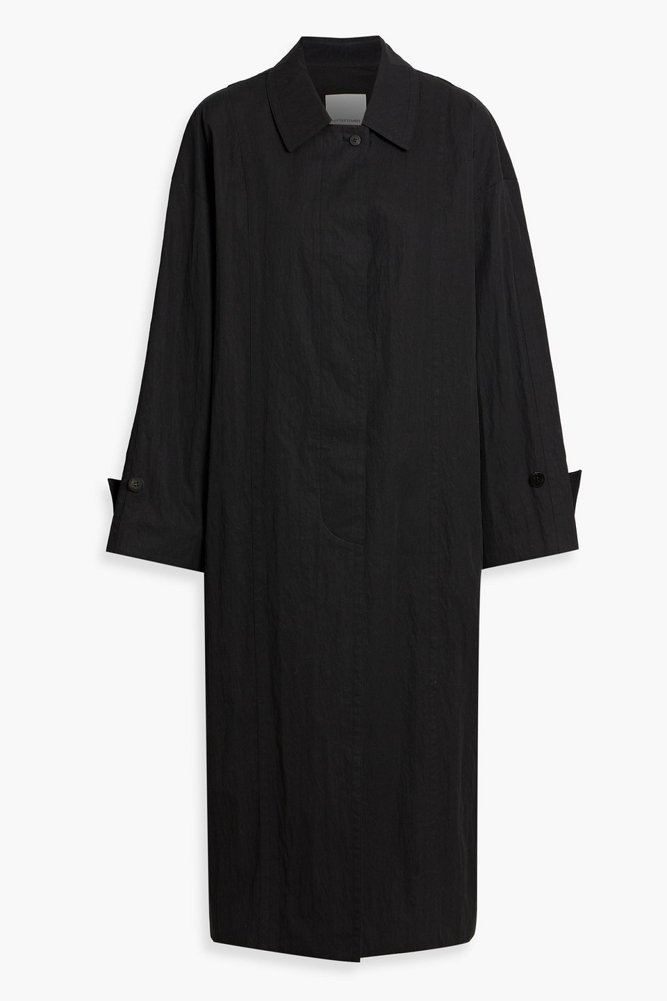 Le 17 Septembre Crinkled Cotton-blend Twill Coat In Black