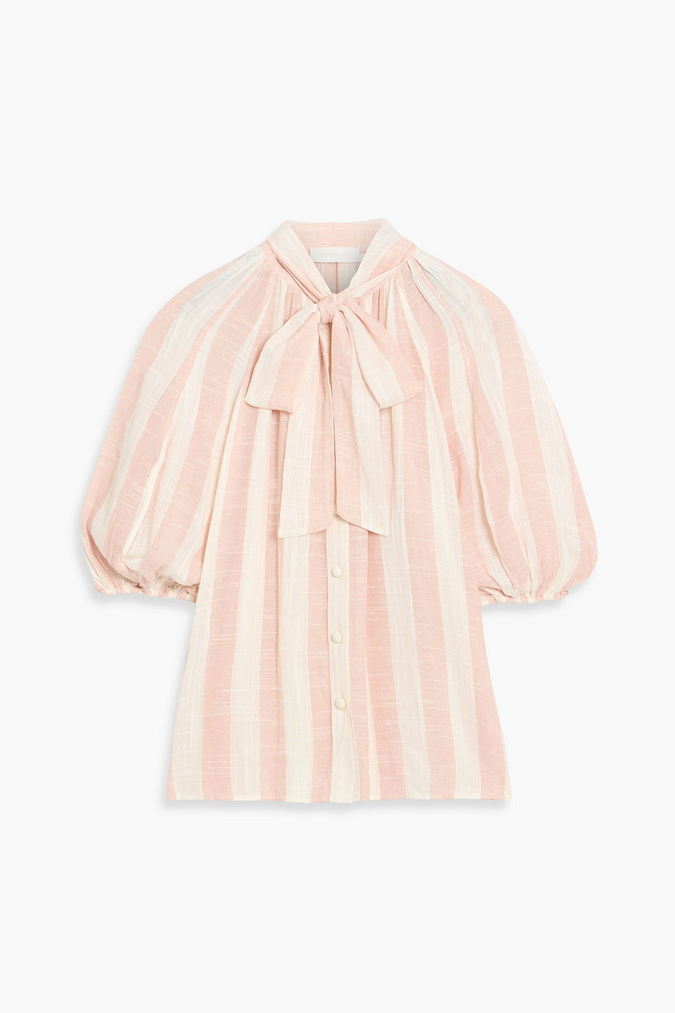 Zimmermann Pussy-bow Striped Gauze Blouse In Multi