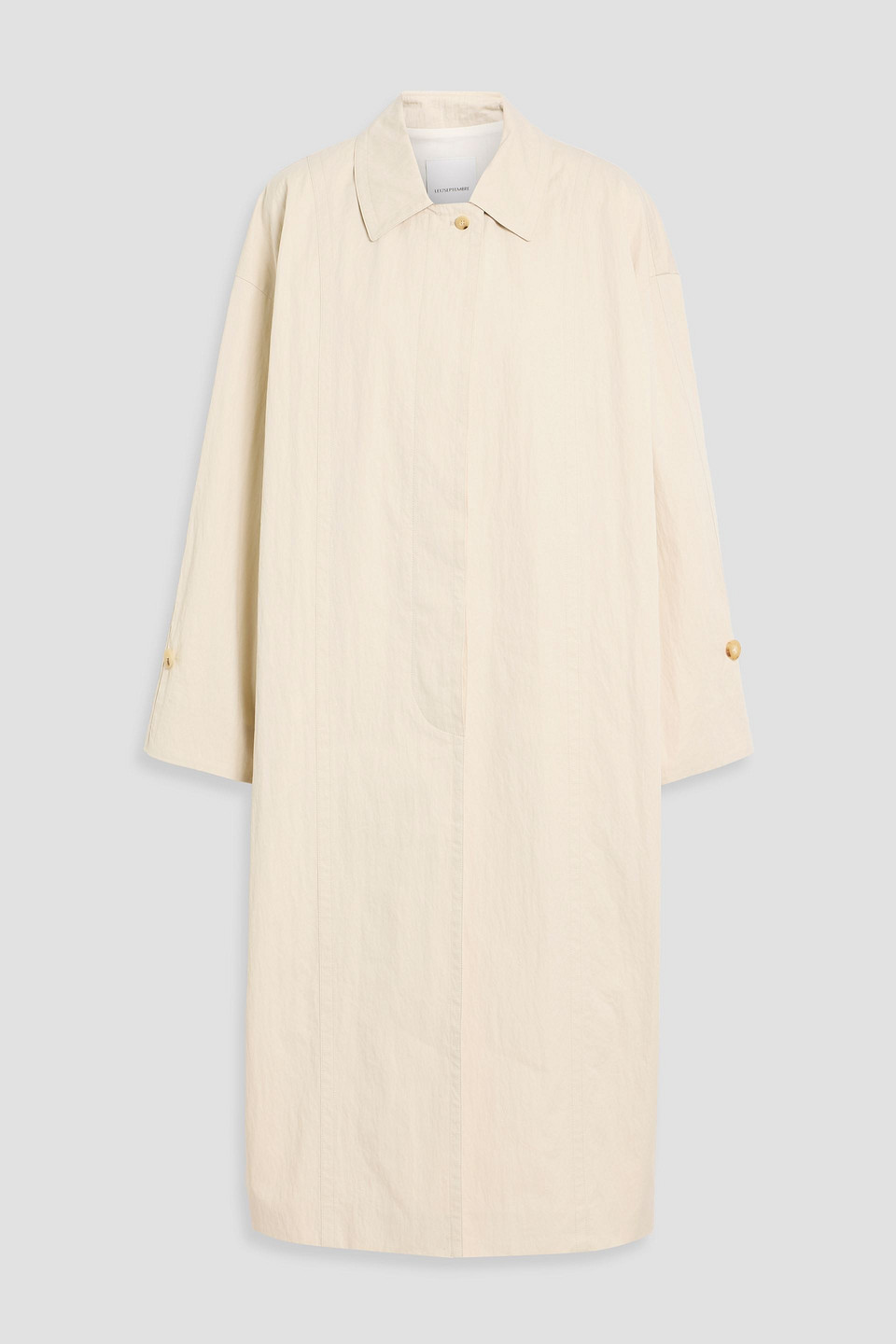 Le 17 Septembre Crinkled Cotton-blend Twill Coat In Neutral