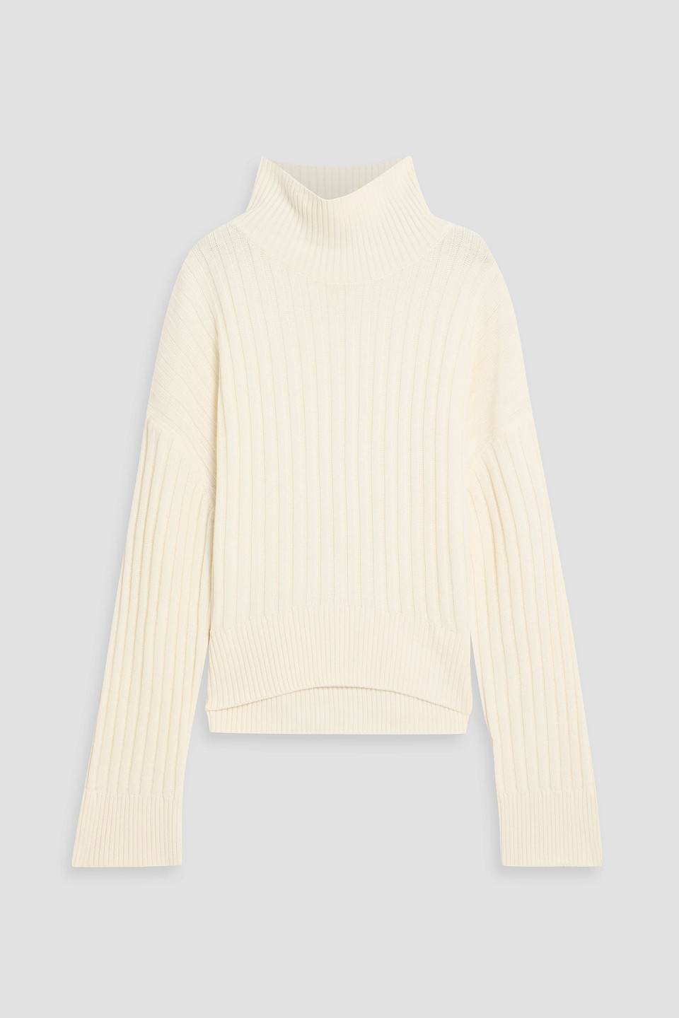 Le 17 Septembre Ribbed Wool Turtleneck Sweater In White