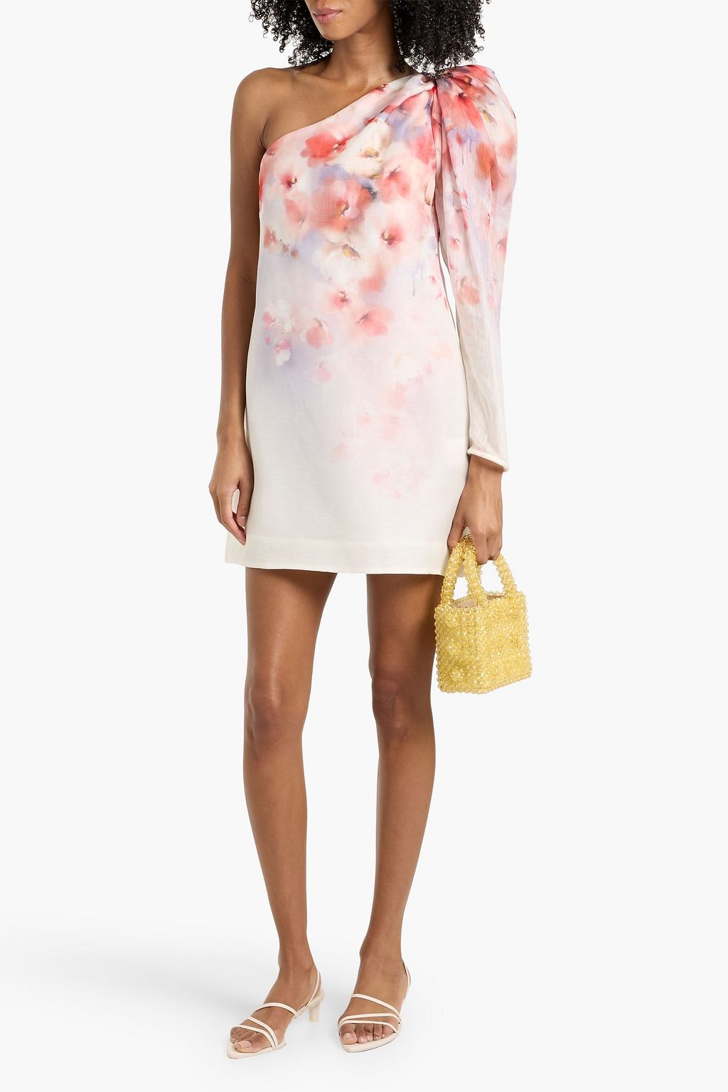 ZIMMERMANN One-shoulder floral-print linen and silk-blend gauze mini dress | THE OUTNET ZIMMERMANN One-shoulder floral-print linen and silk-blend gauze mini dress | THE OUTNET