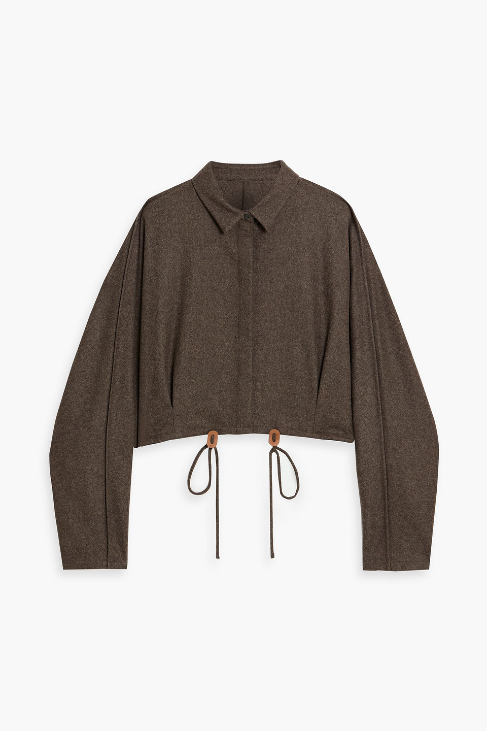 Le 17 Septembre Cropped Wool-blend Flannel Shirt In Brown