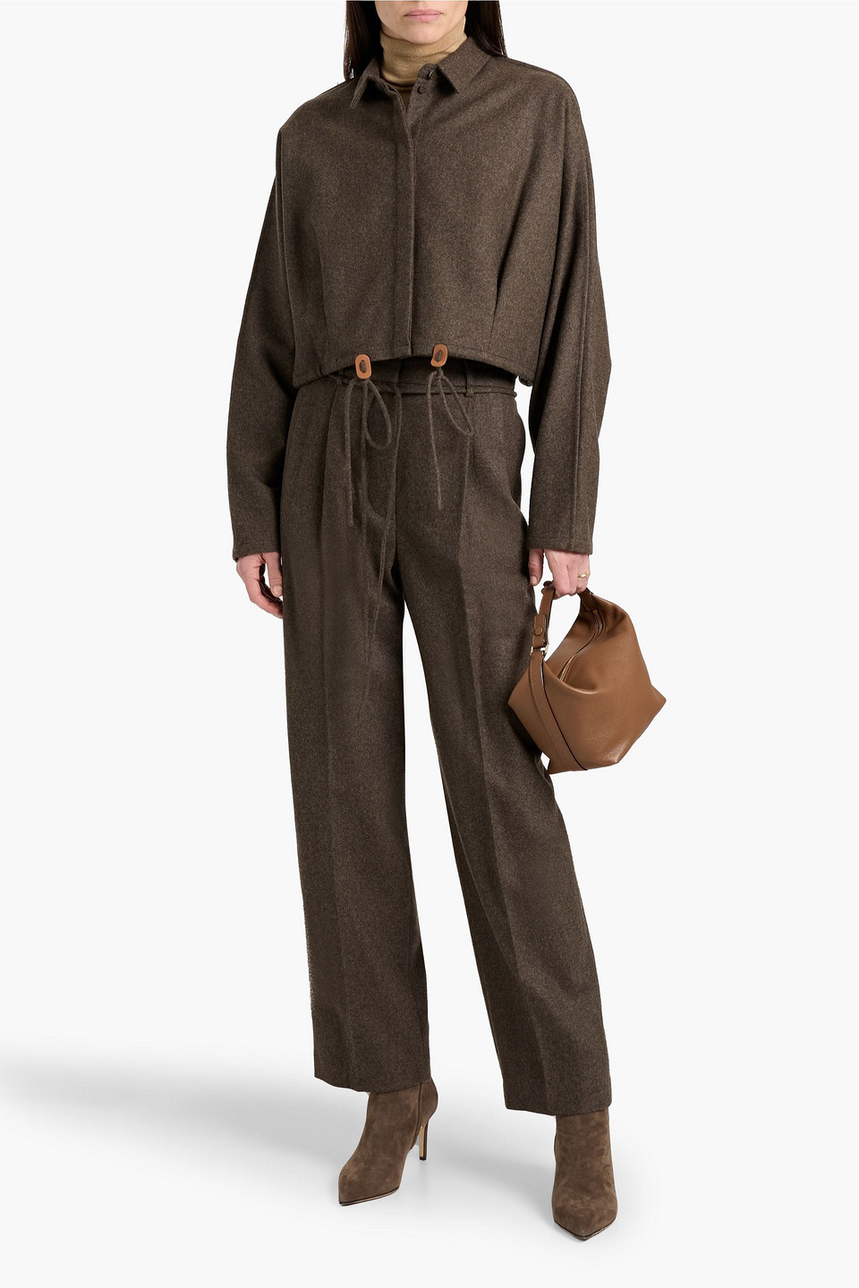  Le 17 Septembre - Hose Mit Geradem Bein Aus Flanell Aus Einer Wollmischung Mit Gürtel - Braun - Fr 36 