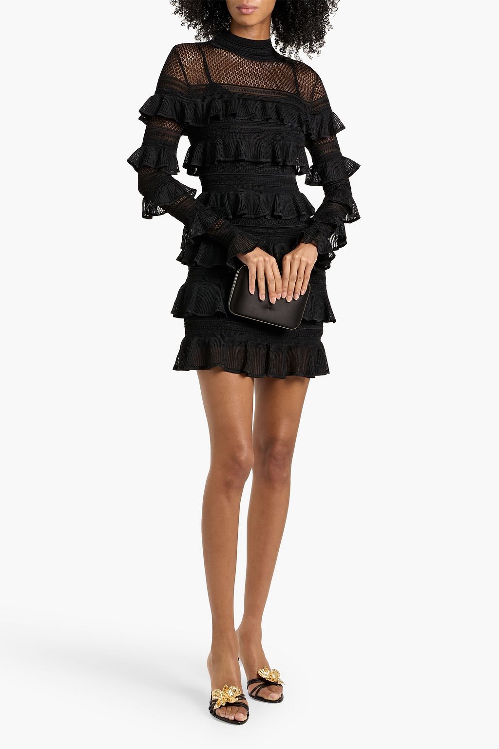 ZIMMERMANN Ruffled pointelle-knit mini dress | THE OUTNET