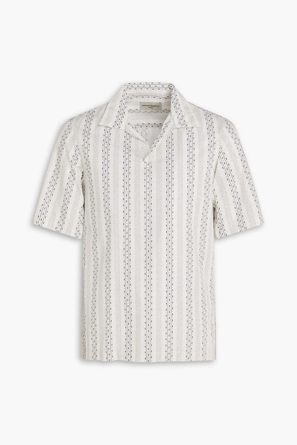 officine générale - yann striped cotton polo shirt - white - s