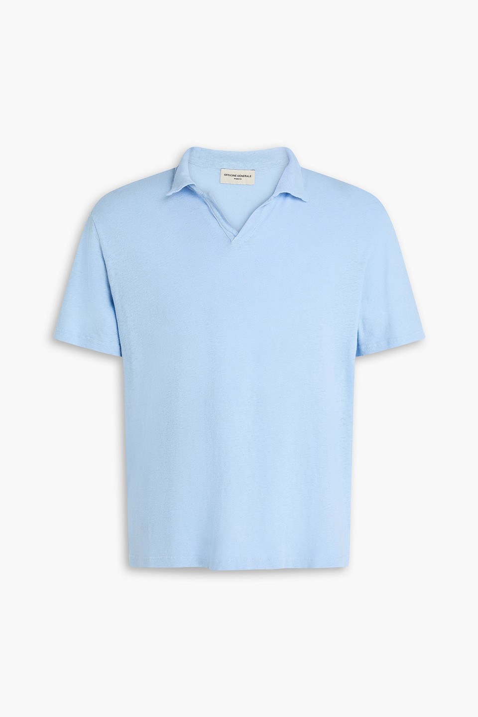 officine générale - simon cotton and linen-blend polo shirt - blue - m