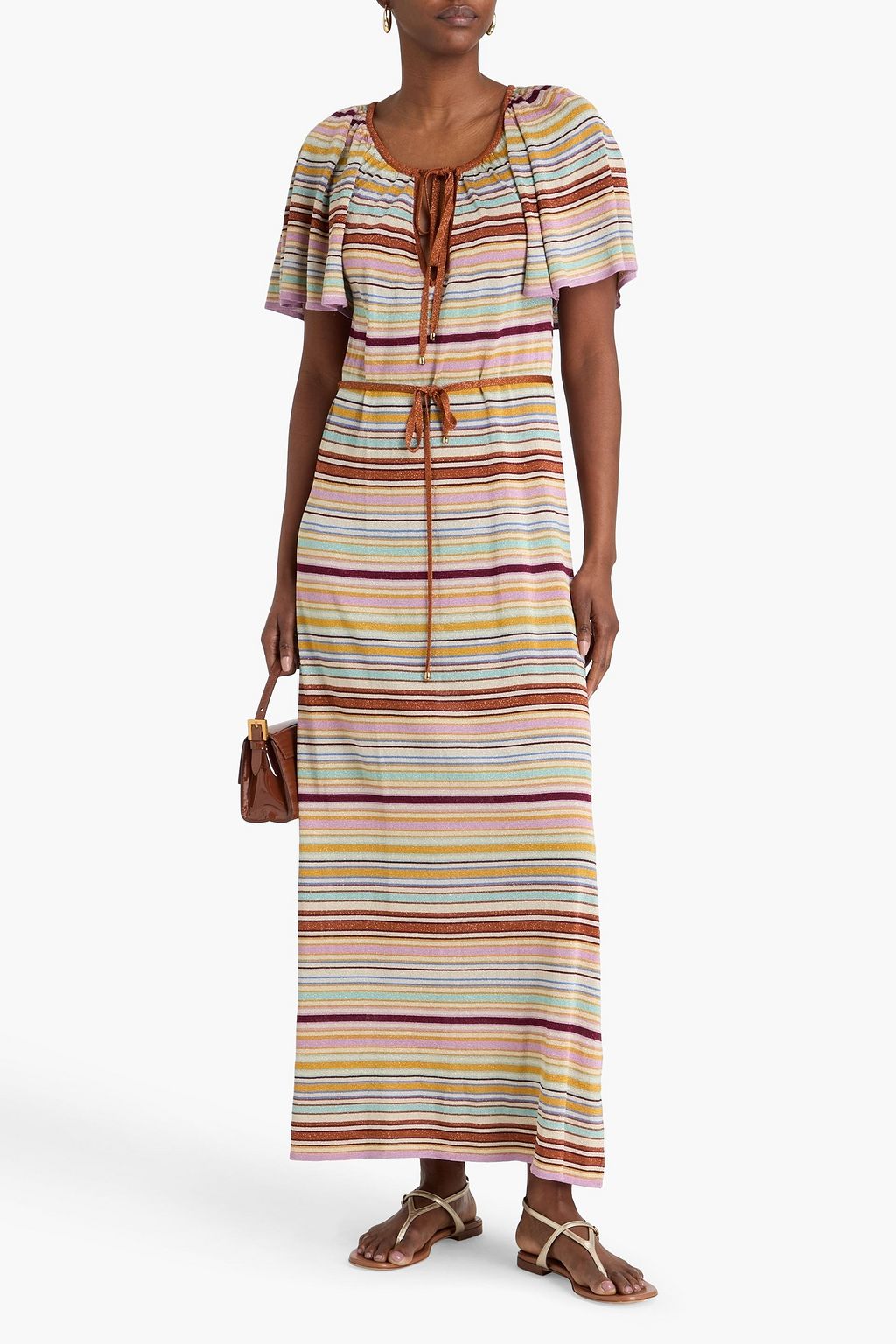 CHRISTOPHER JOHN ROGERS Striped wool-blend maxi dress | THE OUTNET