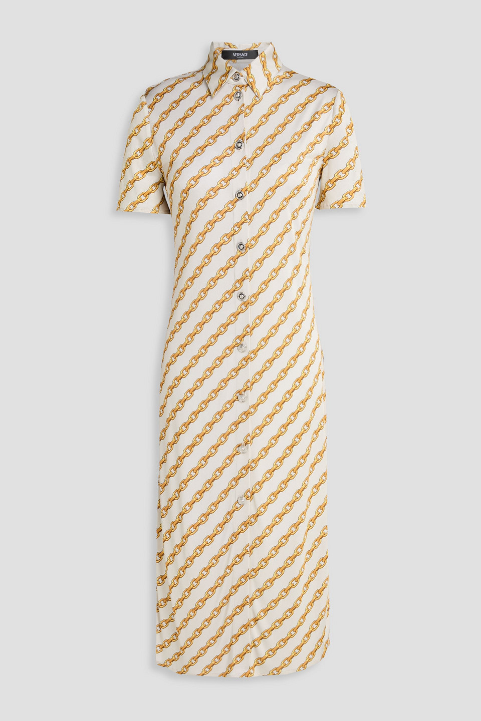 versace - printed jersey shirt dress - white - it 40