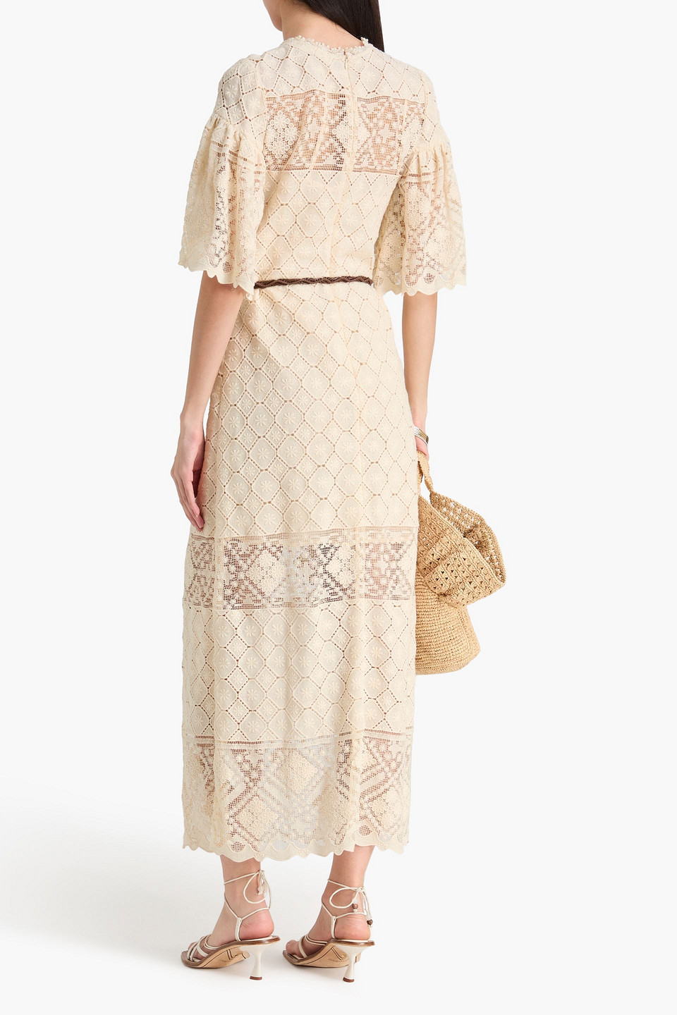  Zimmermann - Maxikleid Aus Gehäkelter Baumwolle Mit Gürtel - Weiß - 0 