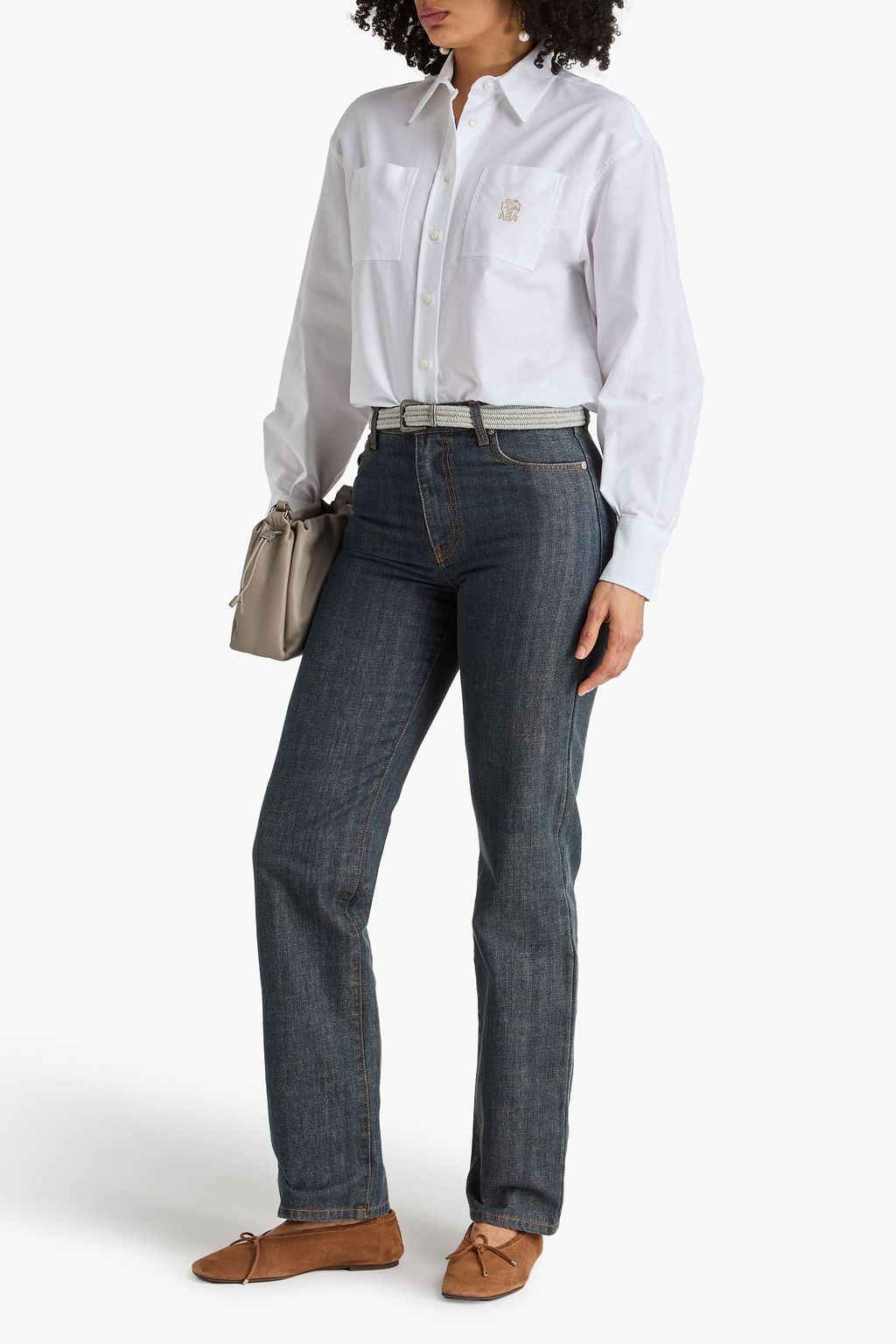 BRUNELLO CUCINELLI Embroidered cotton-poplin shirt | THE OUTNET