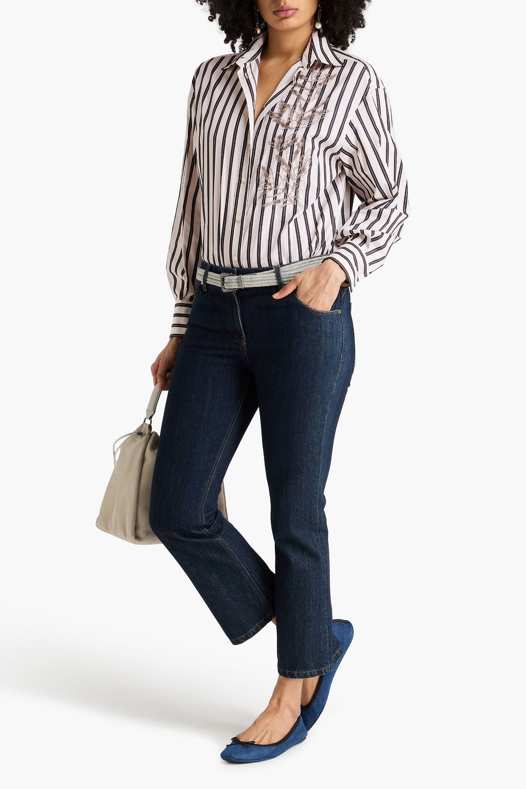 VALENTINO GARAVANI Lace-paneled cotton-poplin shirt | THE OUTNET