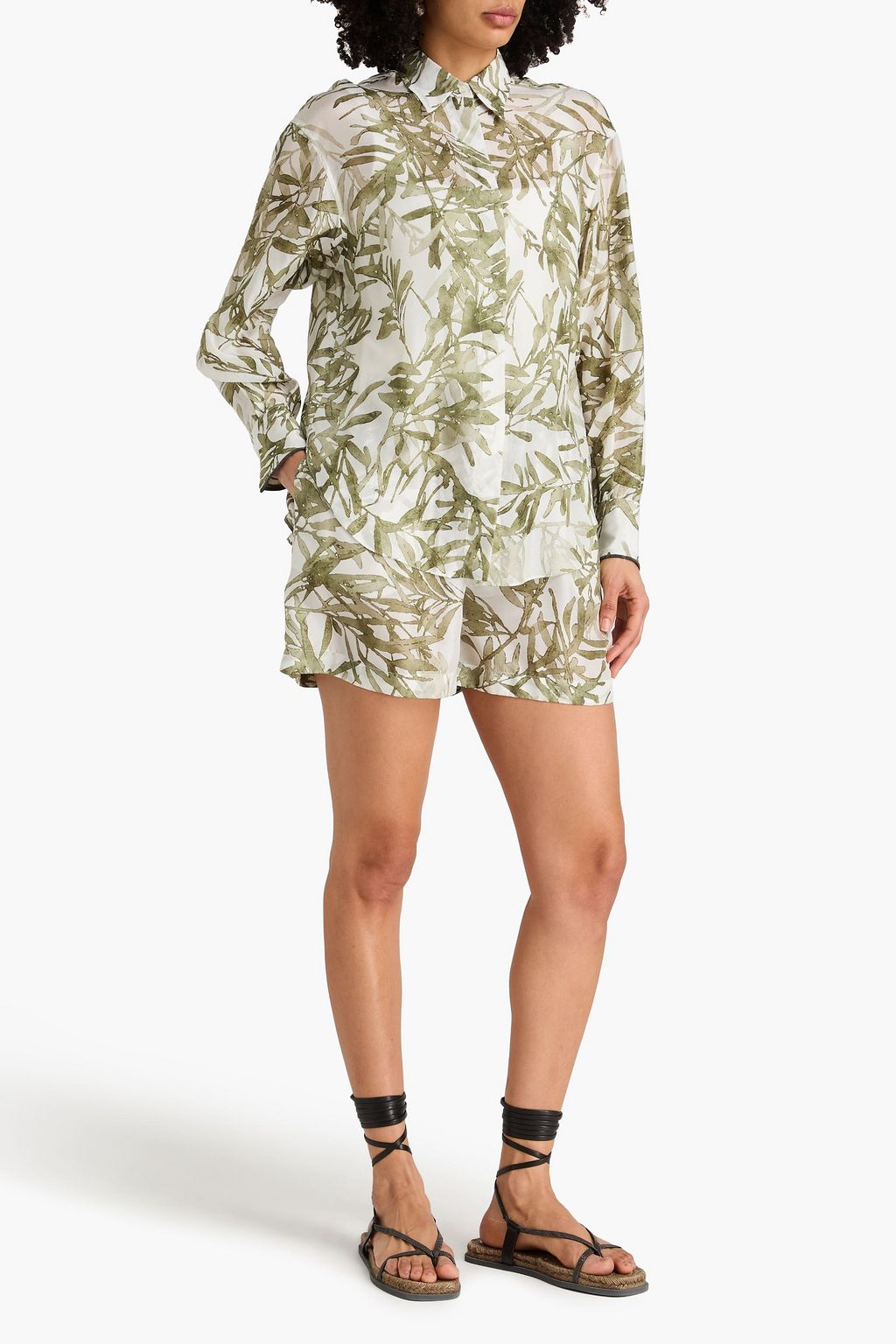 BRUNELLO CUCINELLI Appliquéd cotton-blend poplin shirt | THE OUTNET