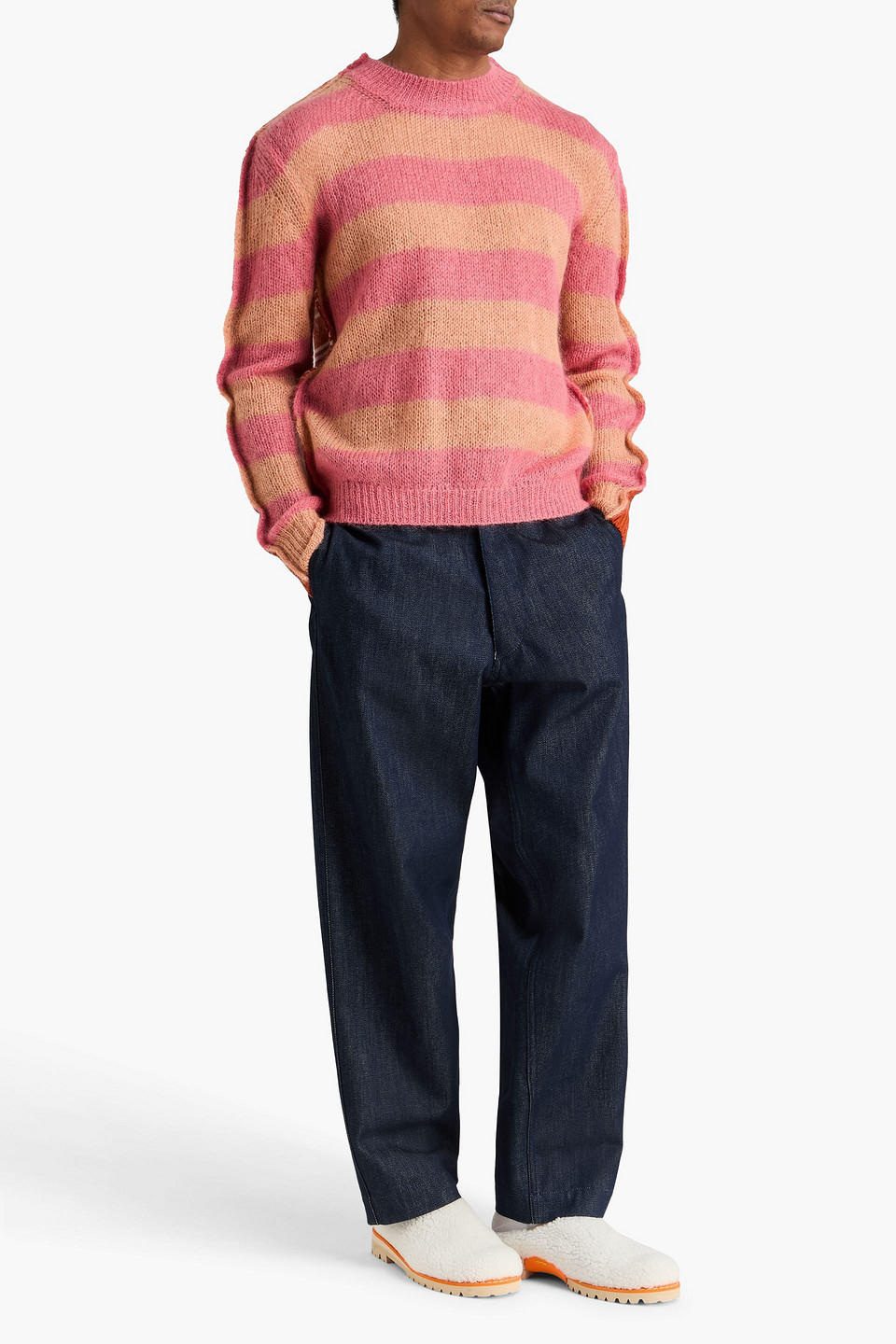  Marni - Gestreifter Pullover Aus Einer Mohairmischung - Pink - It 48 