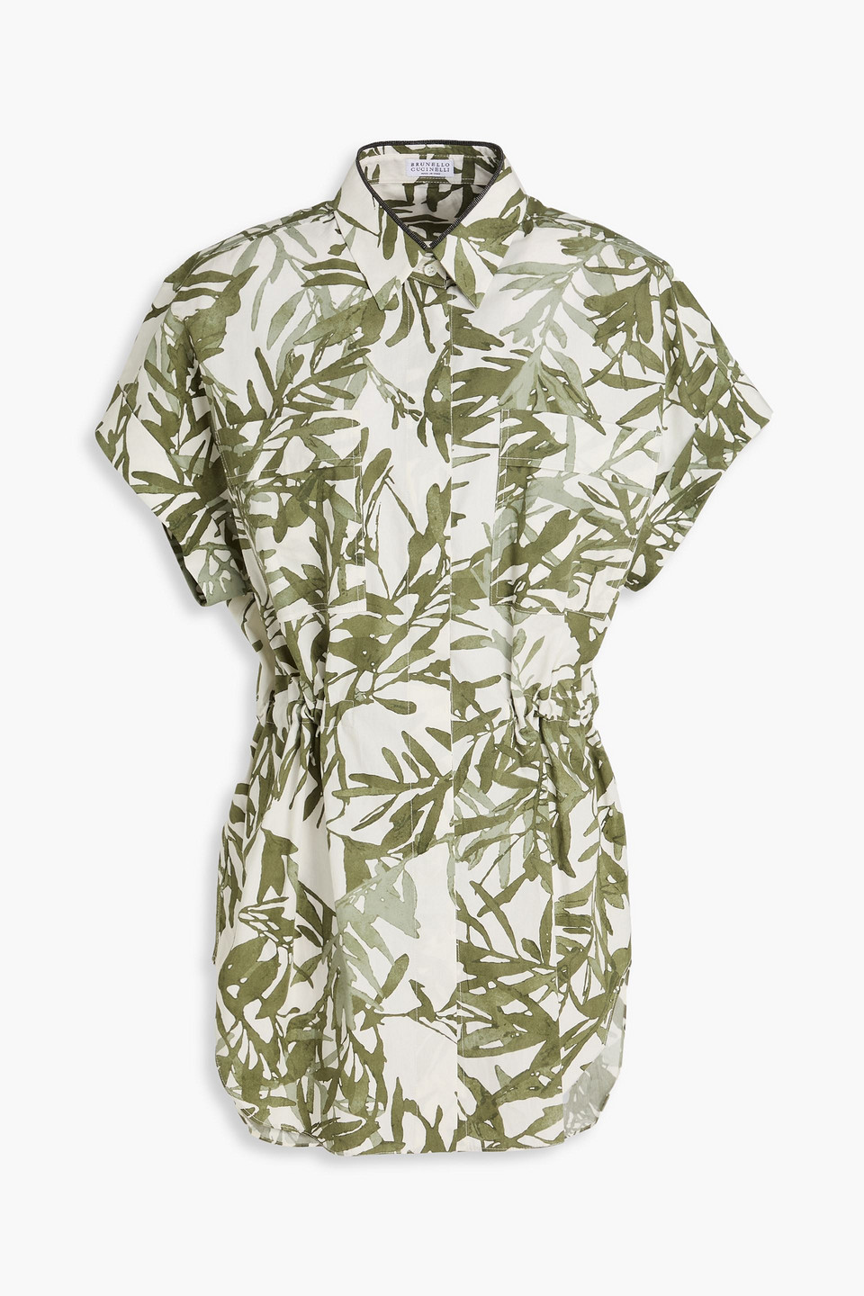 Brunello Cucinelli Printed Cotton Shirt In Green