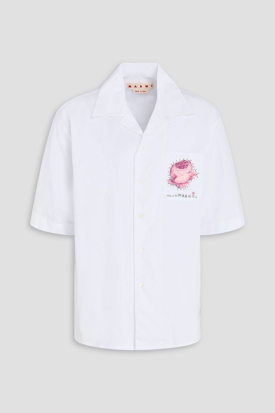 marni - floral-appliquéd cotton-poplin shirt - white - it 54