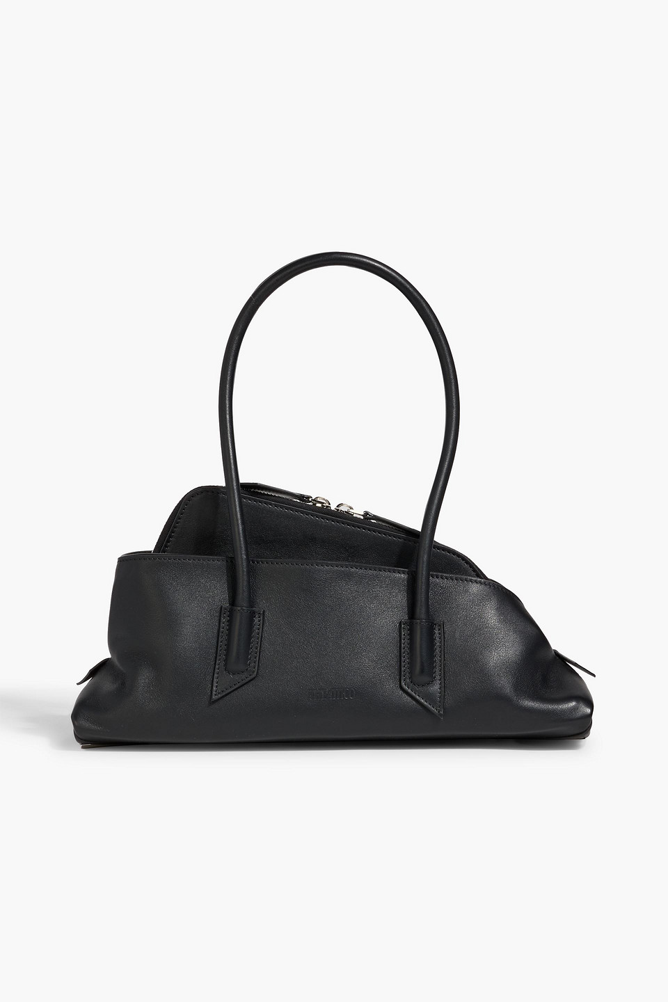 Attico La Passeggiata Small Asymmetric Leather Shoulder Bag In Black