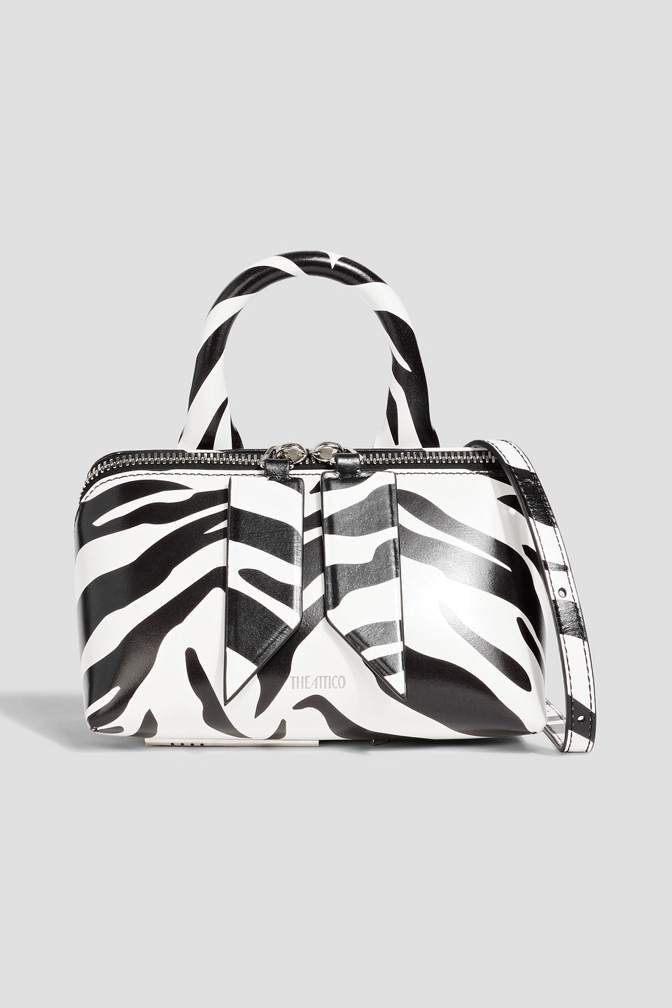 Attico Friday Mini Zebra-print Leather Tote In White