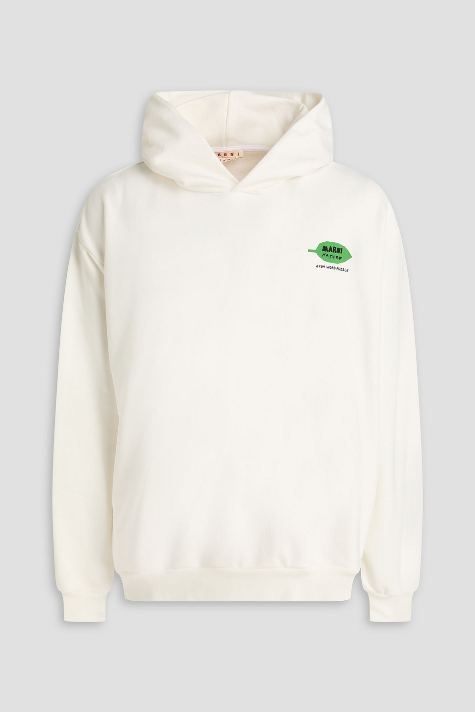 marni - printed french cotton-terry hoodie - white - it 48
