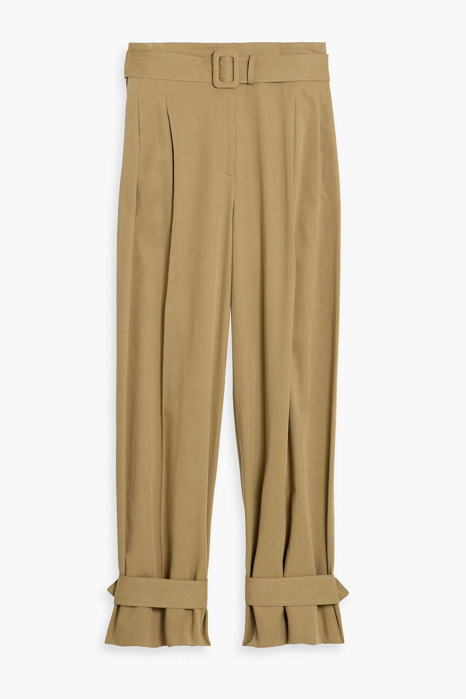 Another Tomorrow Tab Convertible Lyocell And Cotton-blend Twill Wide-leg Pants In Yellow