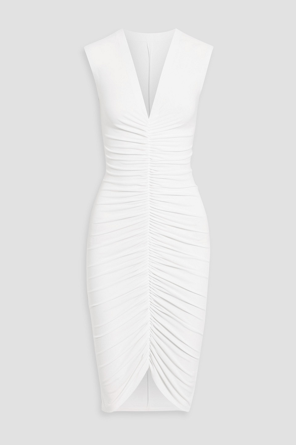 Norma Kamali Ruched Stretch-jersey Dress In White