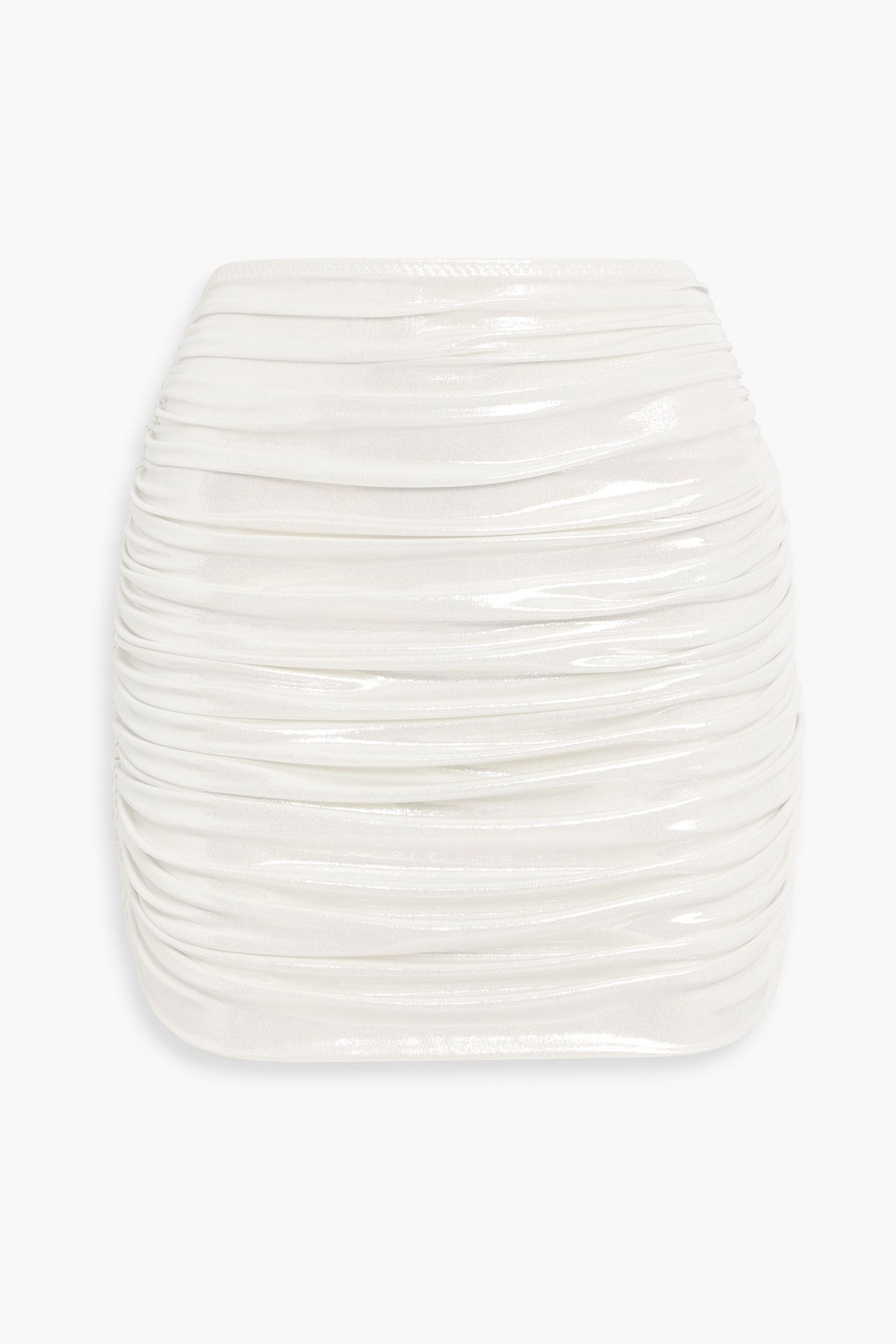 Norma Kamali Ruched Lamé Mini Skirt In Neutral