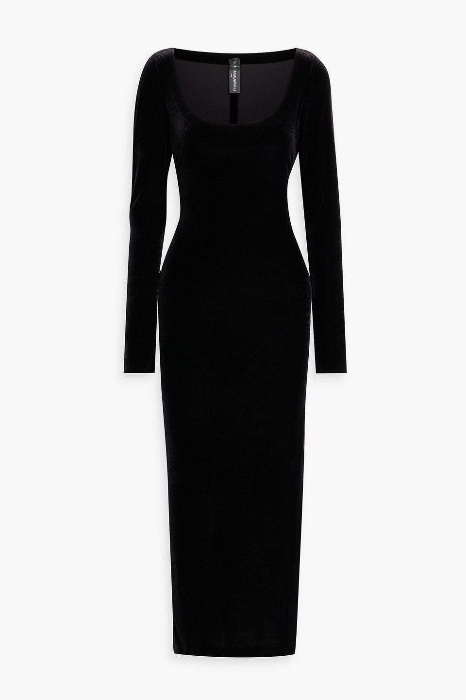 norma kamali - stretch-velvet midi dress - black - fr 32