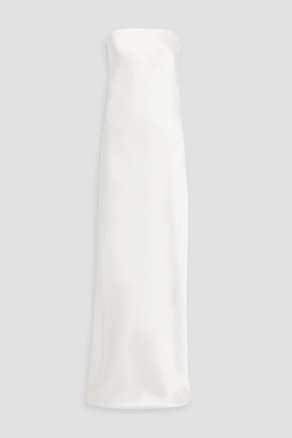 Norma Kamali Strapless Satin Gown In White