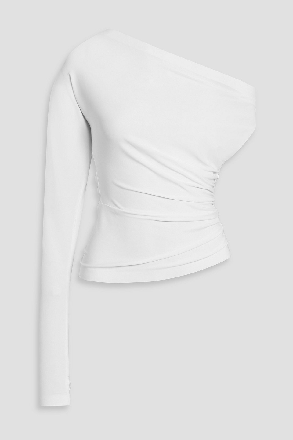 Norma Kamali One-shoulder Draped Stretch-jersey Top In White