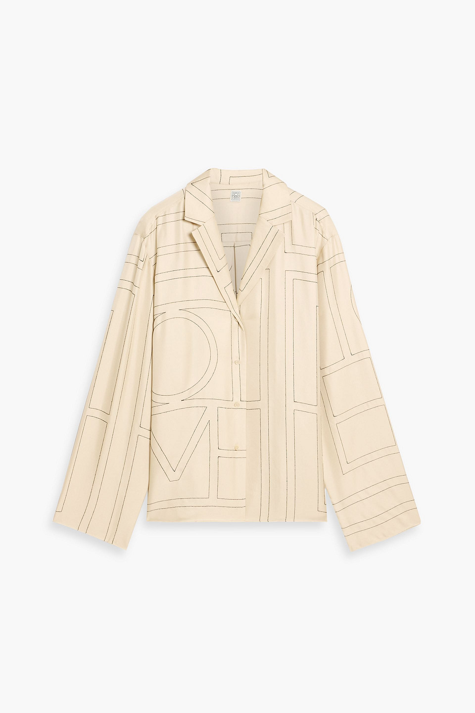 Totême Toteme Women's Ivory Monogram Monogram-embroidered Relaxed-fit Silk-twill Pyjama Top