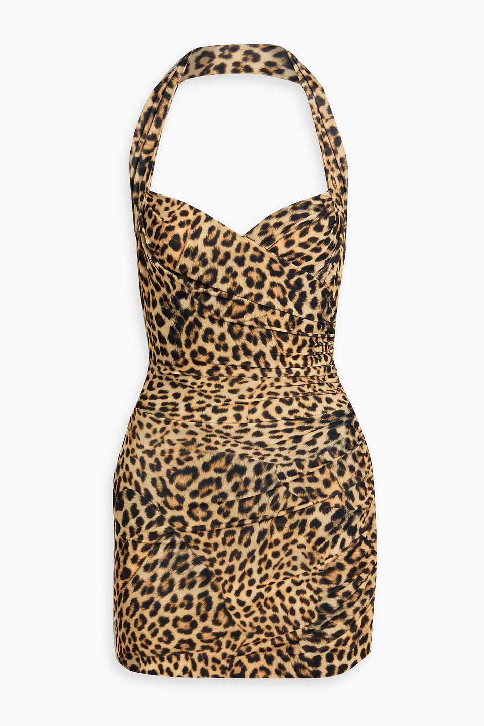 Norma Kamali Cayla Pickleball Leopard-print Stretch-jersey Halterneck Mini Dress In Animal Print