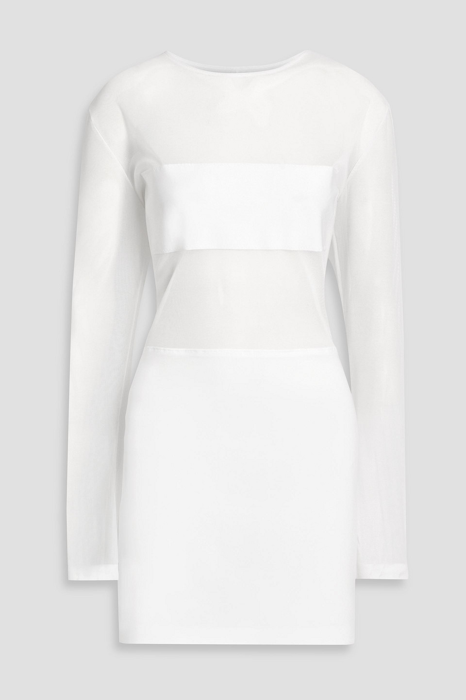 Norma Kamali Dash Dash Stretch-mesh And Jersey Mini Dress In White