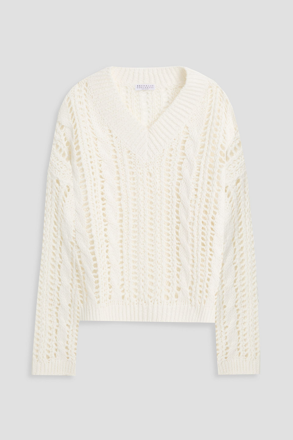Brunello Cucinelli Cable-knit Jute-blend Sweater In Neutral